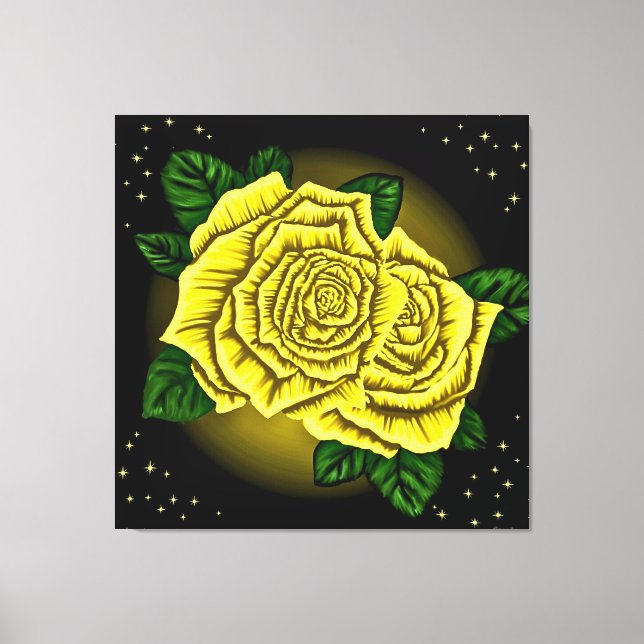 Yellow Roses and Stars Canvas Print (Front)