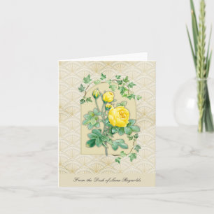 Yellow Roses Art Deco Note Cards