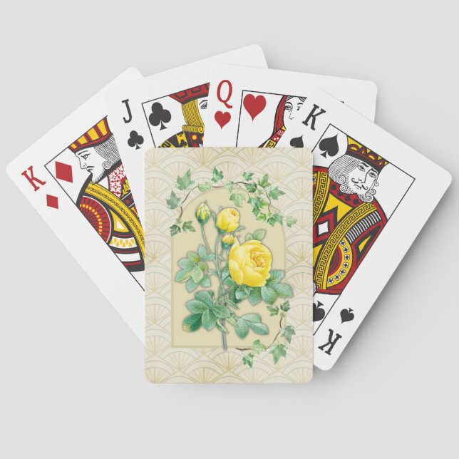 Yellow Roses Art Deco Playing Cards (Back)