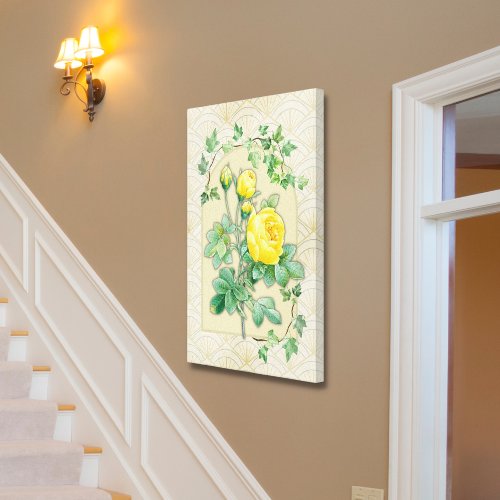 Yellow Roses Art Deco Stretched Canvas Print