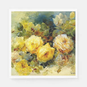 Yellow Roses artwork by Franz Bischoff Napkins