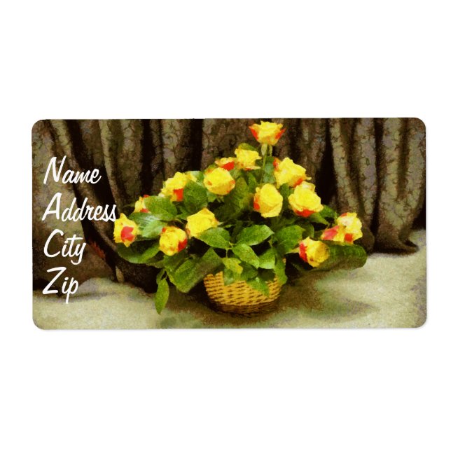 Yellow roses basket painting label (Front)