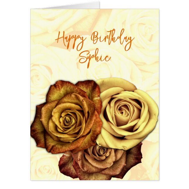 Yellow Roses Big Birthday Greeting Card (Front)