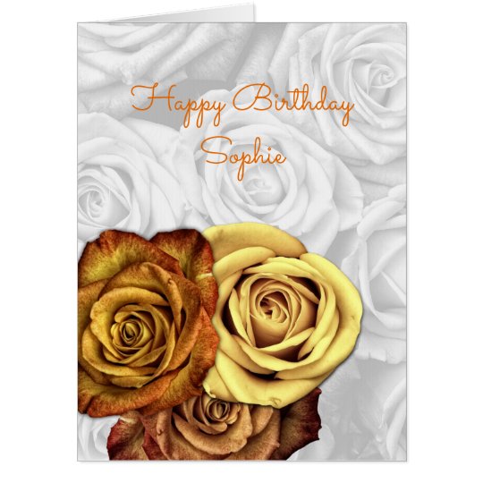 Yellow Roses Big Birthday Greeting Card