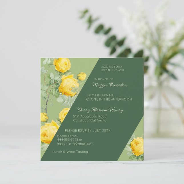 Yellow Rose's Bridal Shower Invitation (Standing Front)