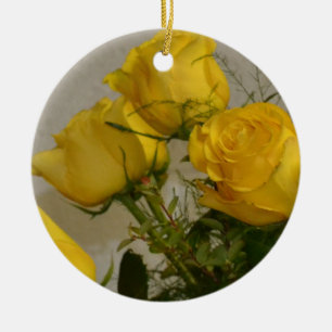 Yellow Roses Ceramic Ornament