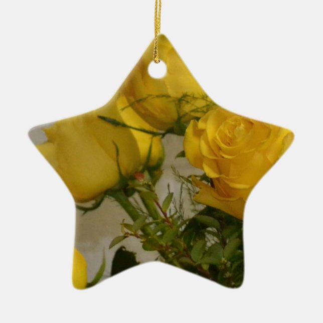 Yellow Roses Ceramic Ornament (Front)