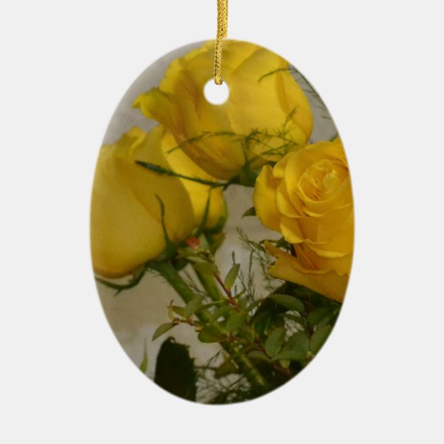 Yellow Roses Ceramic Ornament (Front)