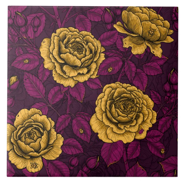 Yellow roses ceramic tile (Front)