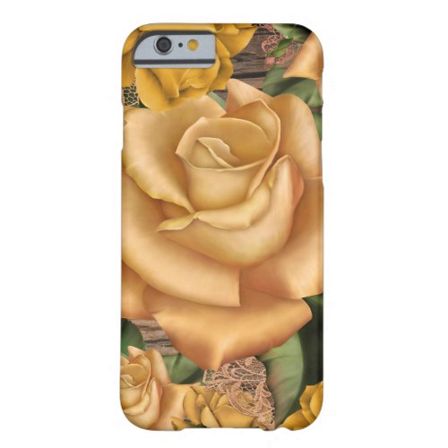 Yellow Roses  Country Rustic Wood Shabby Chic Barely There iPhone 6 Case