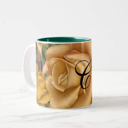 Yellow Roses  Country Rustic Wood Shabby Chic Two_Tone Coffee Mug