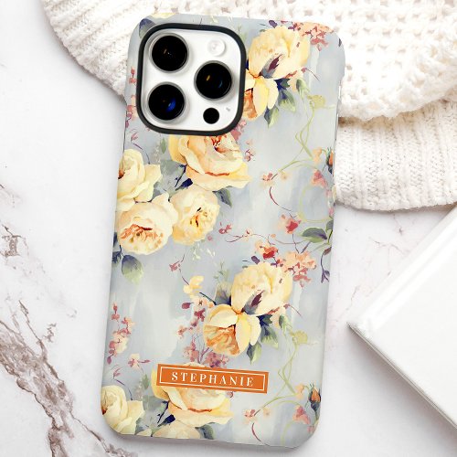 Yellow Roses Custom Name Floral Iphone 16 Pro Max Case