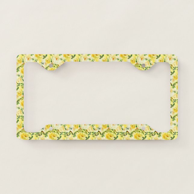 Yellow Roses Cute License Plate Frame  (Front)