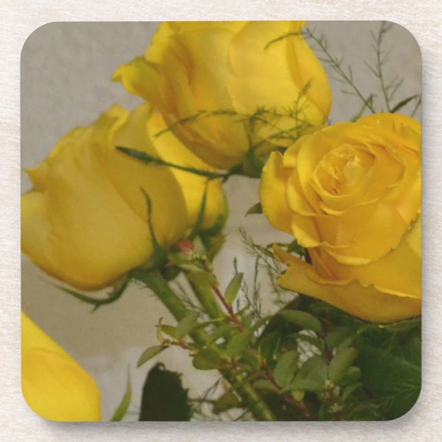 Yellow Roses Drink Coaster (Front)
