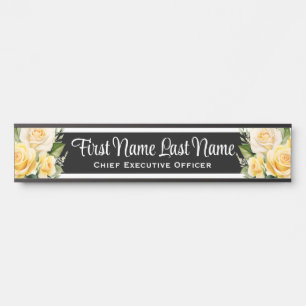 Yellow Roses Floral Office Door Signs Name Plate