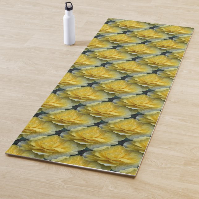 Yellow Roses Floral Pattern Yoga Mat (In Situ)