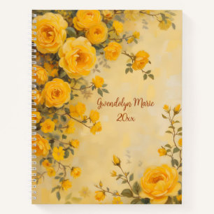 Yellow Roses Floral Spiral-bound Journal Botanical