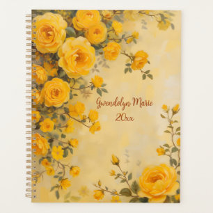 Yellow Roses Floral Spiral-Bound Planner Spring