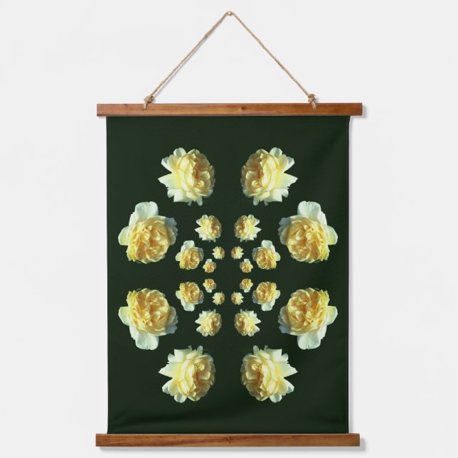 Yellow Roses Flower Art Abstract Hanging Tapestry (Front)