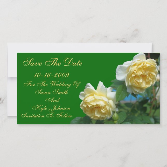 Yellow Roses Flower Wedding Save The Date (Front)
