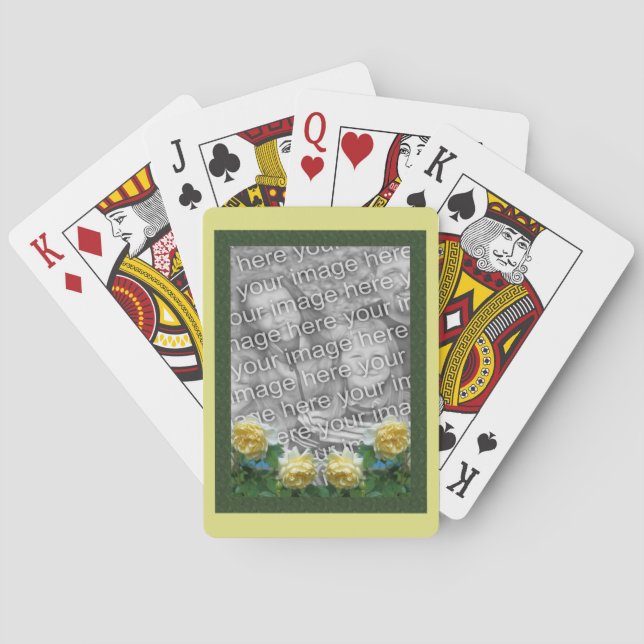 Yellow Roses Flowers Frame Photo Template  Poker Cards (Back)