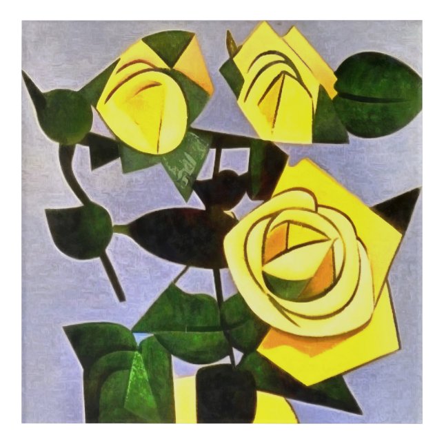 Yellow Roses From A Friend Geometric Abstract Acrylic Print (Front)