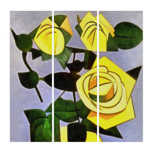 Yellow Roses From A Friend Geometric Abstract Triptych