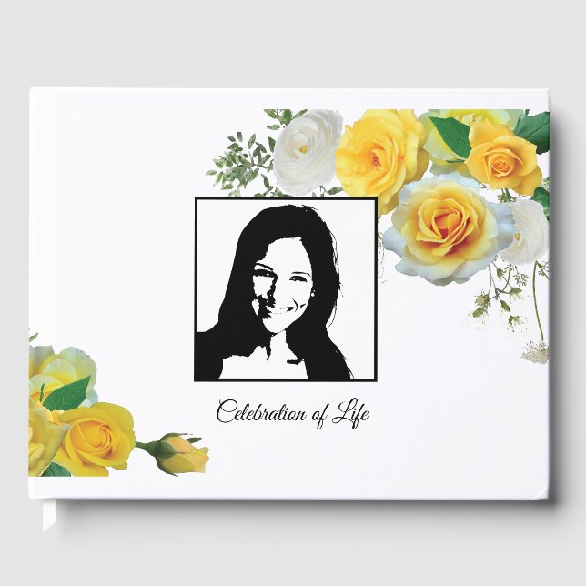 Yellow Roses Funeral/Memorial/Wedding Guest Book (Front)