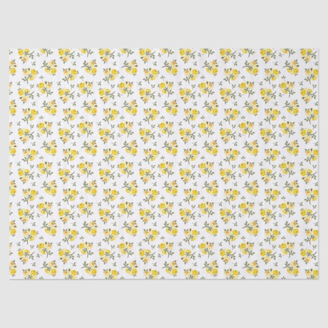 Yellow Roses Gift Wrap Bag Matching Tissue Paper (Front)