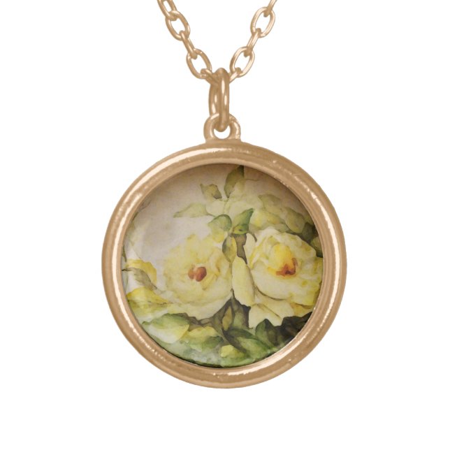 Yellow Roses Gold Plated Necklace (Front)