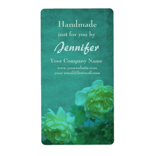 Yellow Roses Handmade By Personalized Product Label (Front)