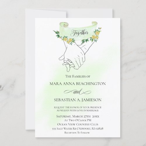  Yellow Roses Holding Hands Modern Romantic Invitation