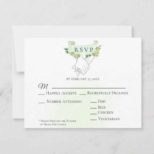 *~* Yellow Roses Holding Hands Wedding RSVP