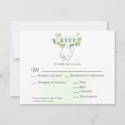  Yellow Roses Holding Hands Wedding RSVP