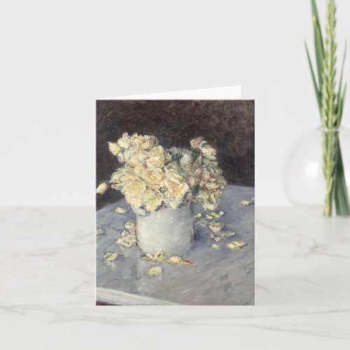 Yellow Roses in a Vase by Caillebott Impressionist Card