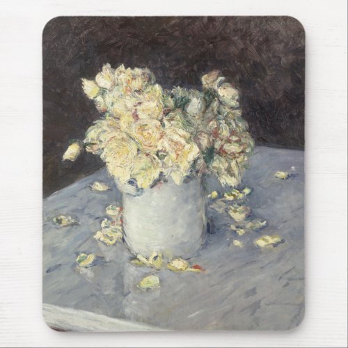 Yellow Roses in a Vase by Caillebott Impressionist Mouse Pad