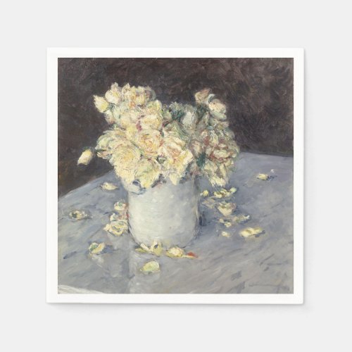 Yellow Roses in a Vase by Caillebott Impressionist Napkins