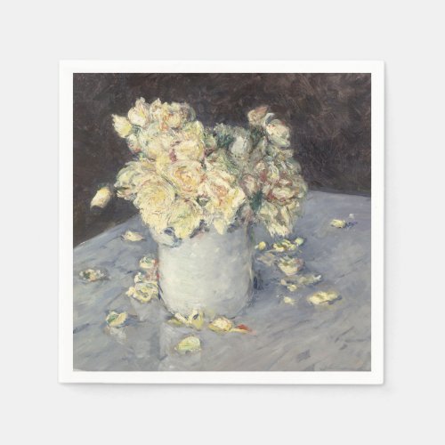 Yellow Roses in a Vase by Caillebott Impressionist Napkins