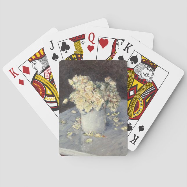 Yellow Roses in a Vase by Caillebott Impressionist Poker Cards (Back)