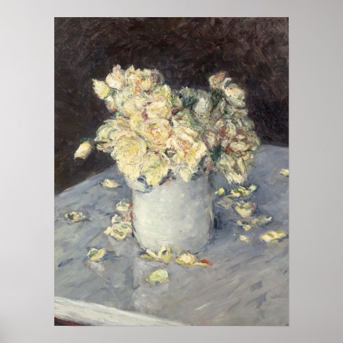 Yellow Roses in a Vase by Caillebott Impressionist Poster