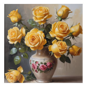 Yellow roses in vase acrylic print