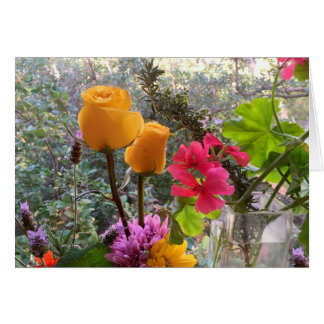 Yellow Roses & Lavendar Sprigs CARD