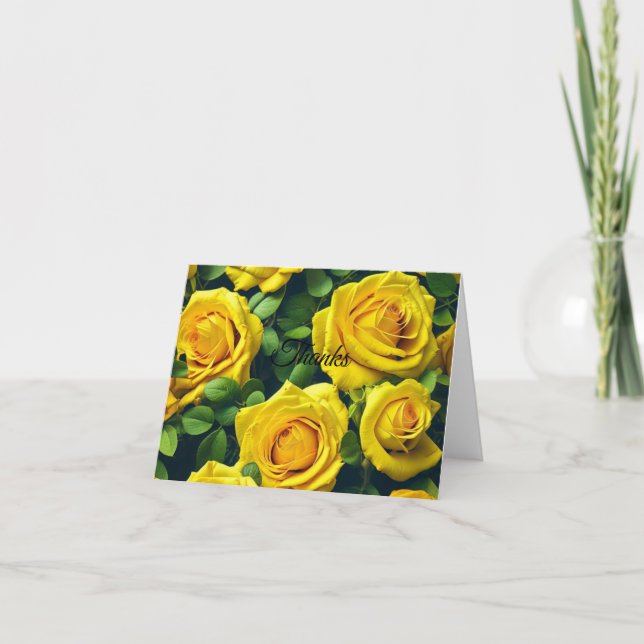 Yellow Roses Letterpress Thank You Card (Front)