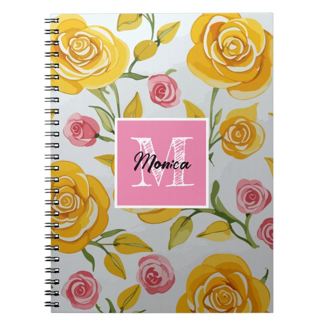 Yellow Roses Monogram Notebook (Front)