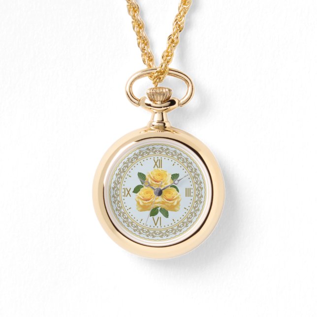 Yellow Roses Necklace Watch (Front)