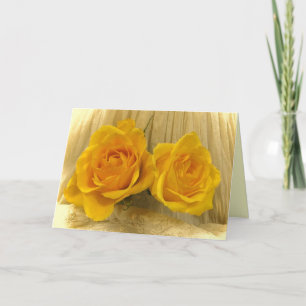 Yellow Roses on Lace Birthday Card