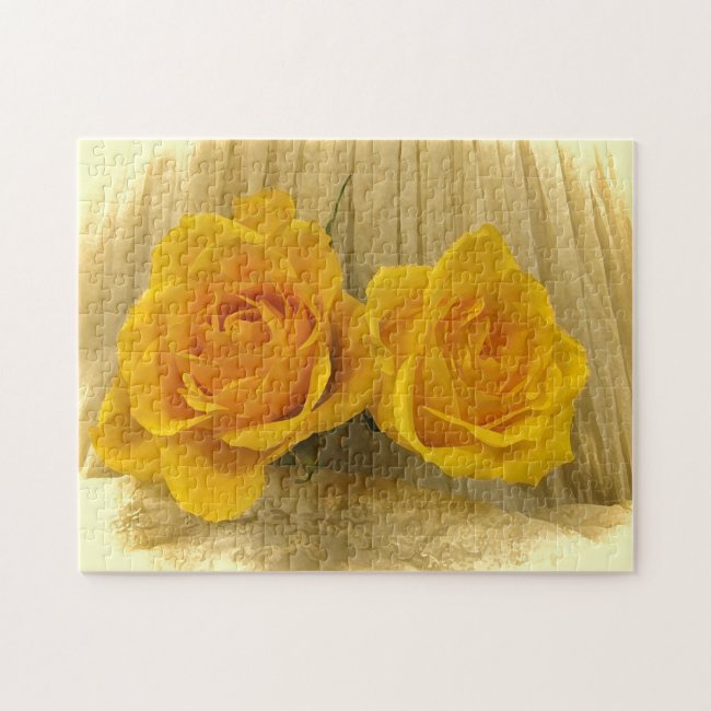 Yellow Roses on Lace Jigsaw Puzzle