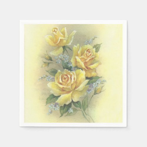 Yellow Roses Paper Napkins