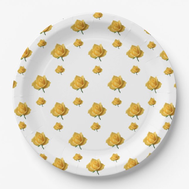 Yellow Roses Paper Plates (Front)