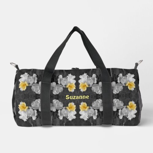 Yellow Roses Partial Color Abstract Personalized Duffle Bag